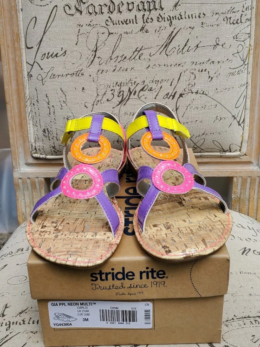 STRIDE RITE SRT PS Serena white/lemo girls sandal CG40720 summer slipper youth 3